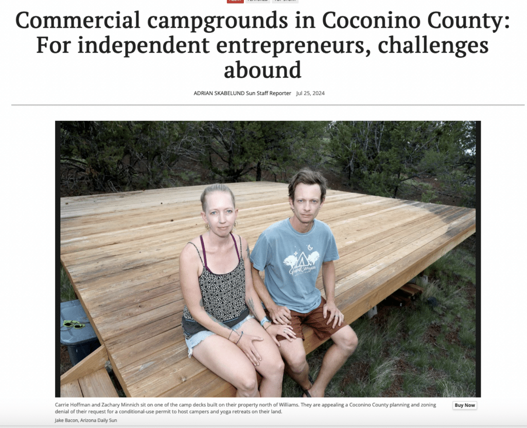 Screenshot from AZ Daily Sun article on private campgrounds